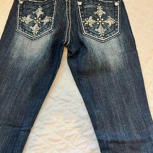 NWOT Miss Me Dark Blue Jeans with Embellished Pockets
